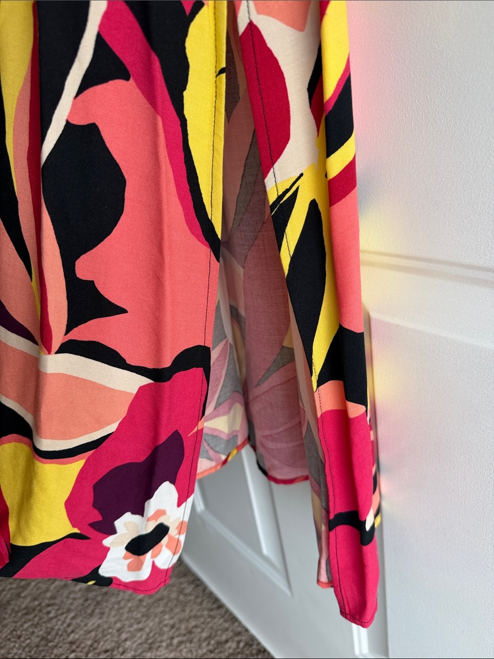 NWT Investments Vibrant Pink Yellow Floral Maxi Dress - Picture 3 of 10